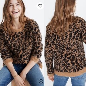 Madewell Small Alpaca Blend Leopard Pullover Sweater